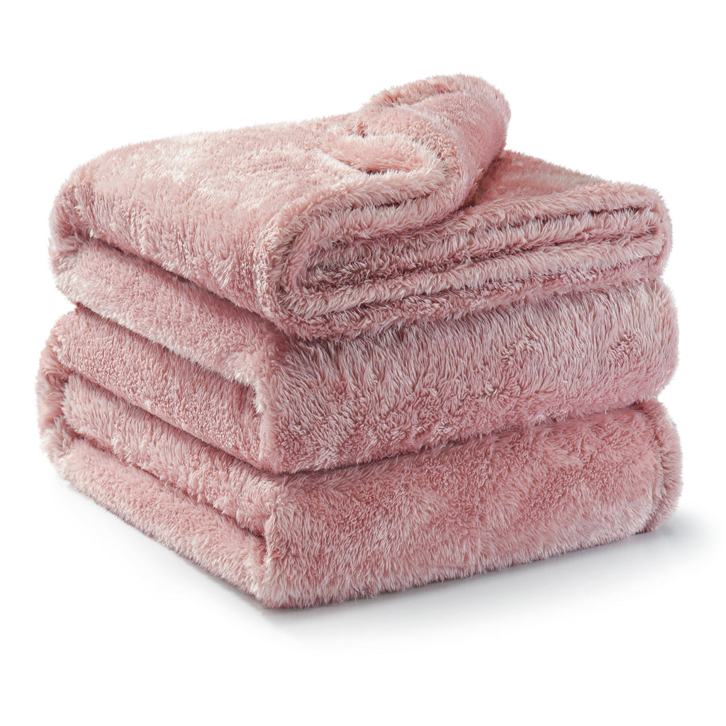 Super Soft Flannel Plush Fuzzy Large Fleece Throw Blanket (50" x 70", Dusty Pink)- Soft, Warm and Lightweight - Lightweight Plush Warm Blanket for All Seasons Detail