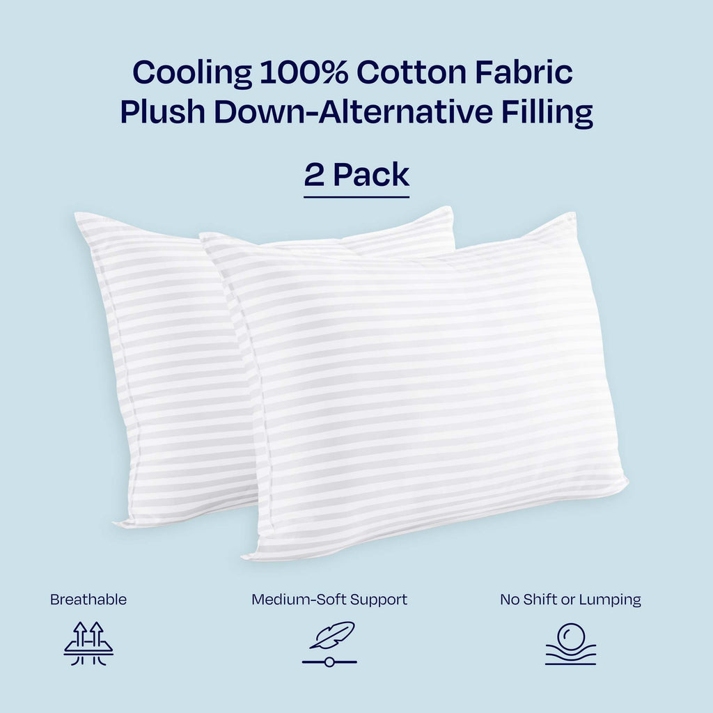 Hotel Collection 2-Pack Comfort Bed Pillows Standard size set of 2 for Sleeping, Pillows, for Back, Stomach or Side Sleepers, 20 x 26 ... - Orthopedic Shredded Foam Bed Pillow Set Detail