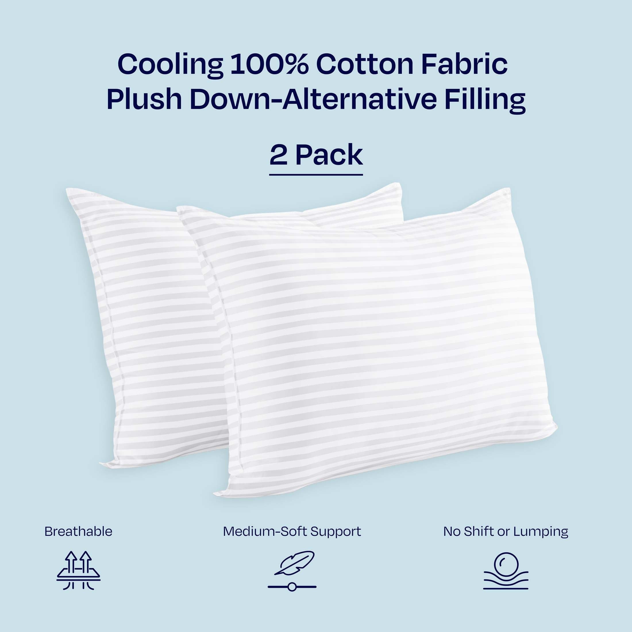 Hotel Collection 2-Pack Comfort Bed Pillows Standard size set of 2 for Sleeping, Pillows, for Back, Stomach or Side Sleepers, 20 x 26 ... - Orthopedic Shredded Foam Bed Pillow Set Detail