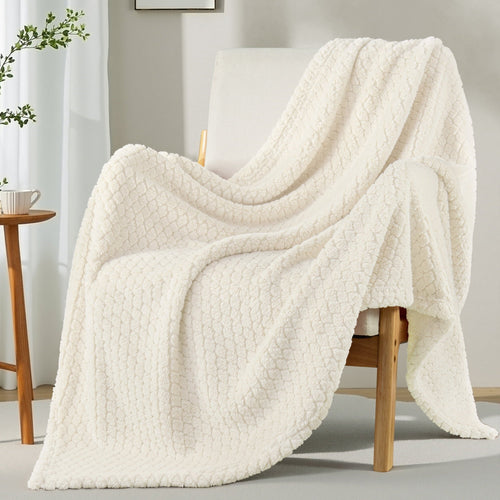 Decorative Knitted Fleece Throw Blanket for Couch, Super Soft Jacquard Bed Blanket, Lightweight Fuzzy Warm for All Seasons, 50x60 Inches... - Lightweight Plush Warm Blanket for All Seasons Detail