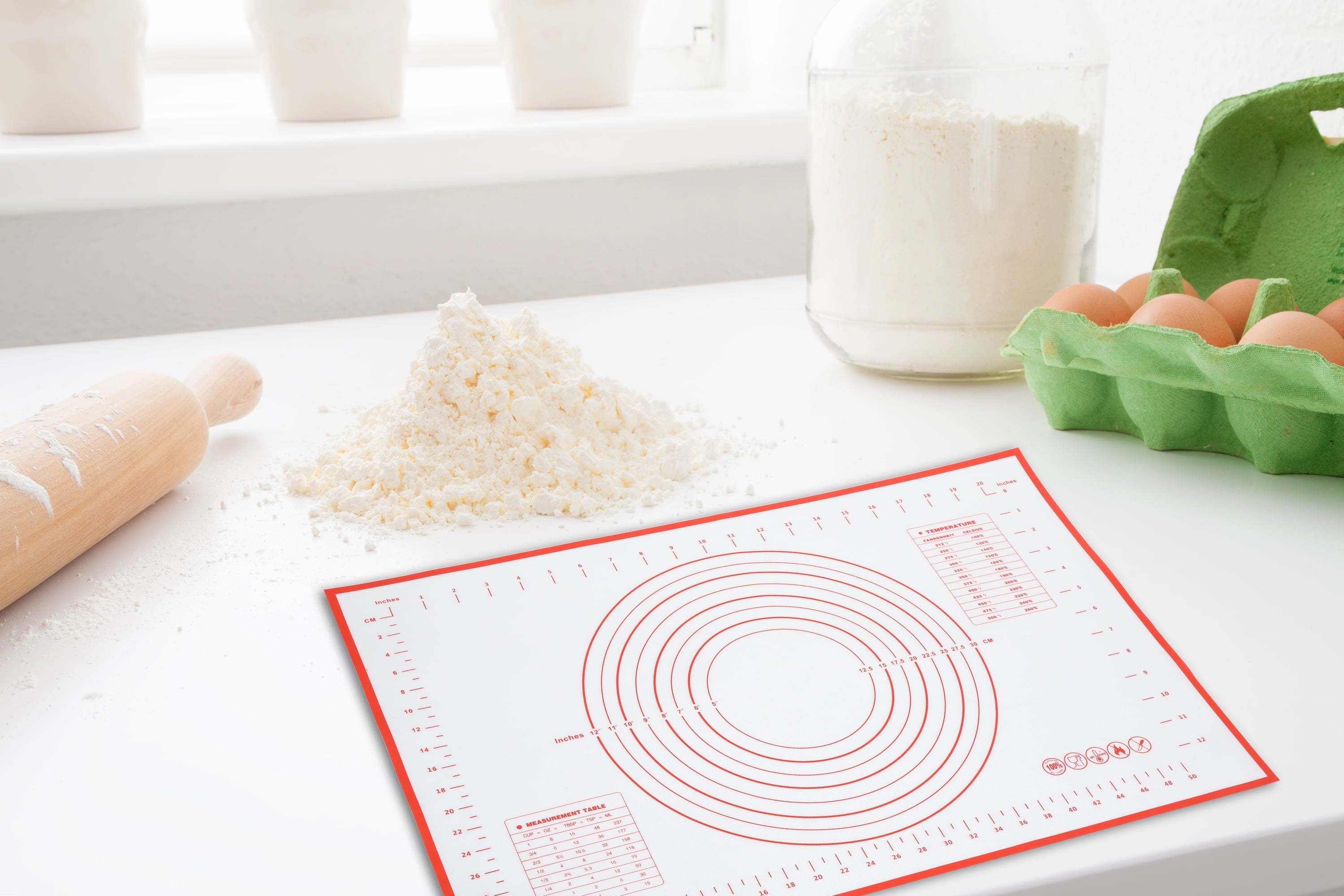 Premium Kitchen Reusable Silicone 24"x 18" Pastry Mat with Measurements - Multi-Functional Manual Food Chopper & Slicer Detail