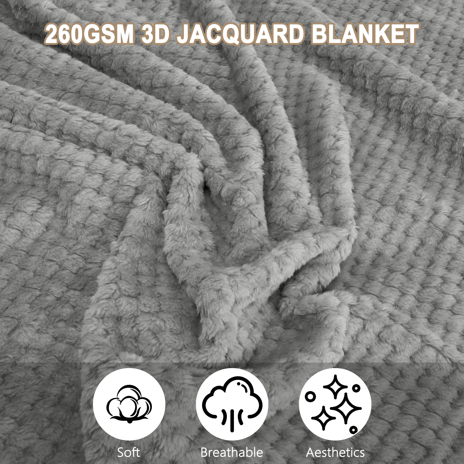 Decorative Knitted Soft Jacquard for Couch, Waffle Weave Fuzzy s for Home Decor, Lightweight and Warm Bed s for Bed Sofa Office Travel - Lightweight Plush Warm Blanket for All Seasons Detail