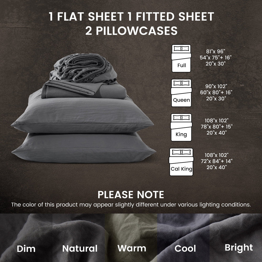 Wrinkle-Resistant Bed Sheets - Full Size Bed Sheets - Washed Microfiber - 4 Piece Hotel Luxury Bedding Sheets with Fitted Sheet, Flat S... - Premium Ultra-Soft Pillowcase Pair for Sleeping Detail