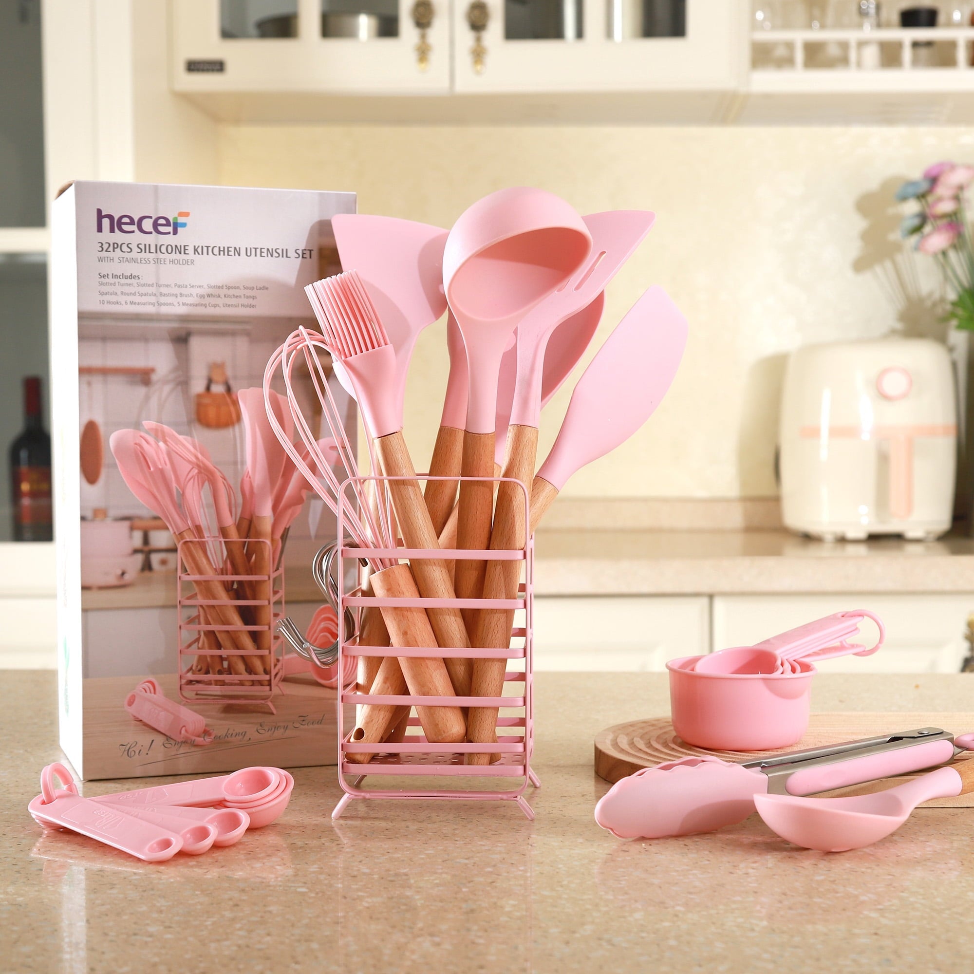 Non-Stick Safe 32 PCS Silicone Cooking Utensils Set, 446°F Heat Resistant for Nonstick Cookware - Heat-Resistant Silicone Cooking Spatula Turner Detail