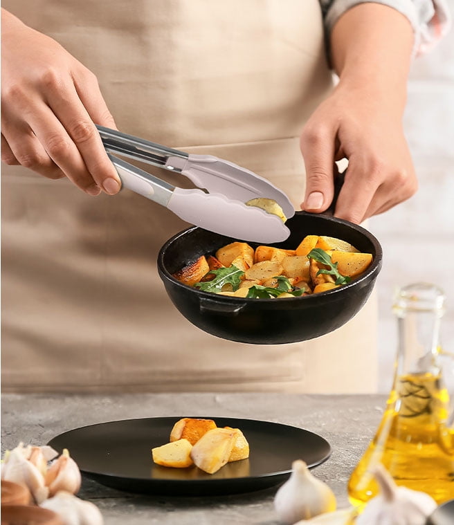 Non-Stick Safe Silicone & Bamboo Cooking Utensil Set, 14 Pieces - Ergonomic Kitchen Tongs and Cooking Spoon Utensil Detail