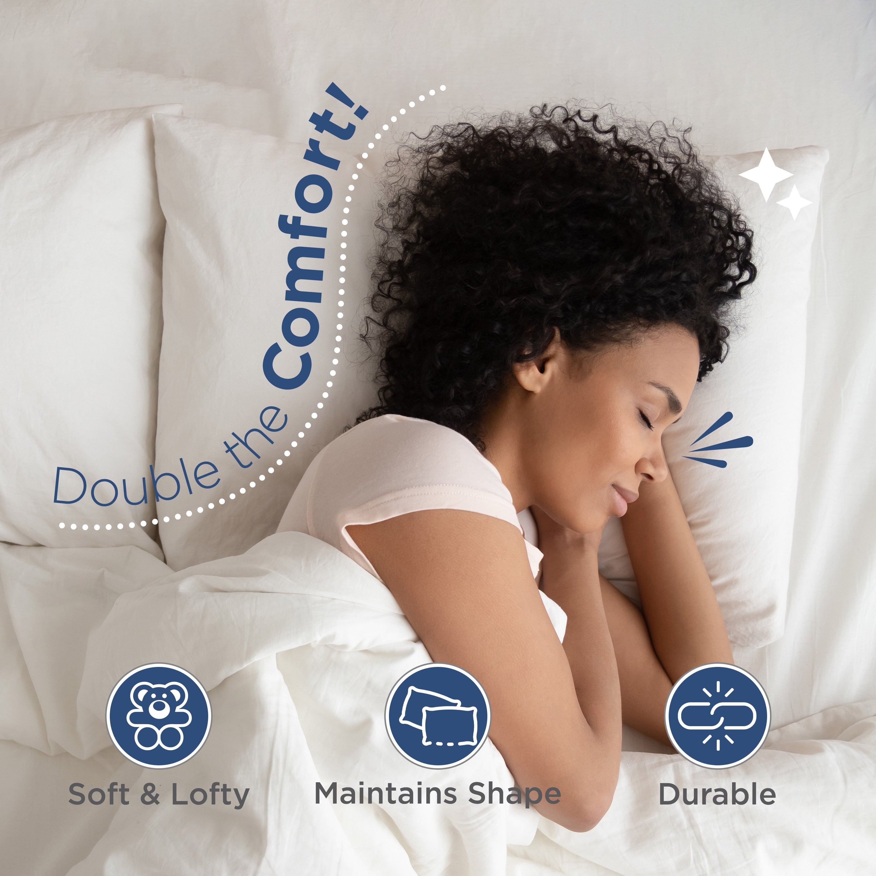 Orthopedic Support 2-Pack Down Alternative White Bed Pillows, Standard - Hotel Quality Plush Sleeping Pillows Detail