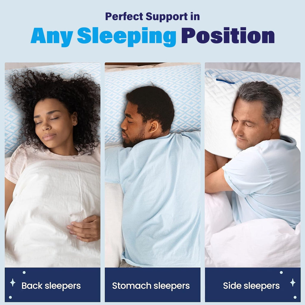 Fluffy Shredded Cooling Bed Pillows for Sleeping Shredded Memory Foam Pillows Queen Size Set of 2 Pack - Decorative Throw Pillow Cushion for Sofa & Bed Detail