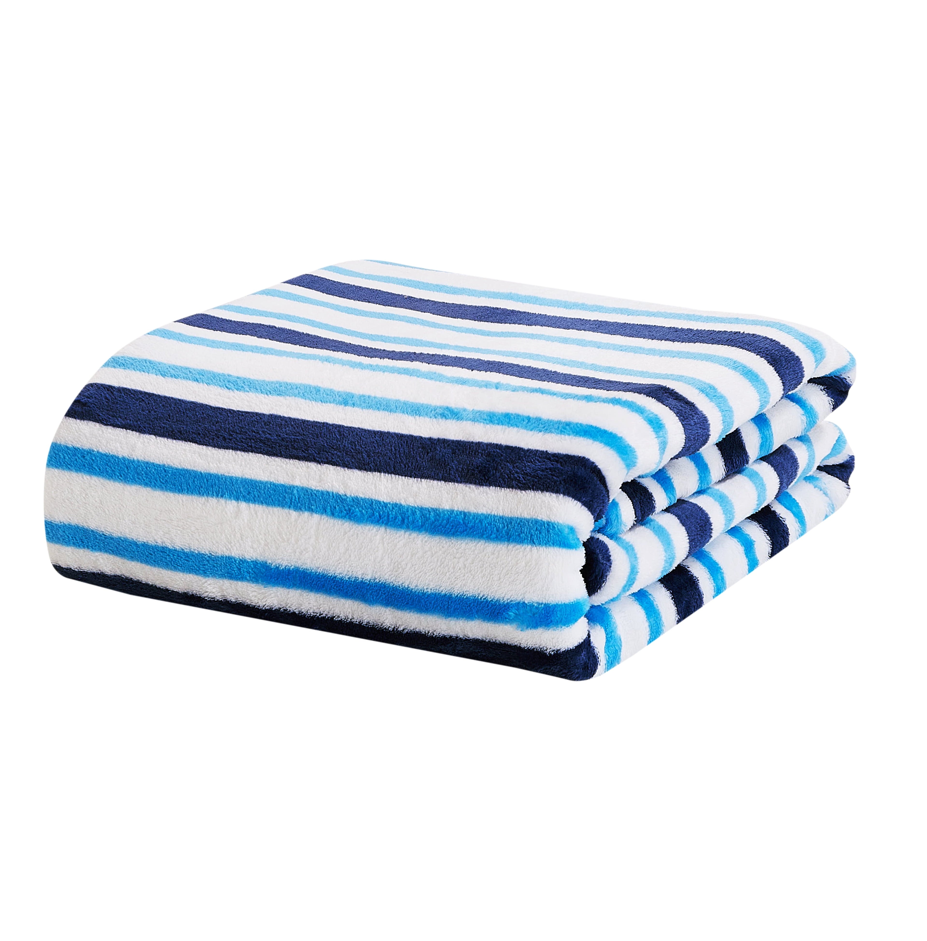 Decorative Knitted Blue Stripes XL Oversized Throw Blanket, 72 x 50 inches, Great for a Kids Bedroom, Super Soft and Cozy - Lightweight Plush Warm Blanket for All Seasons Detail