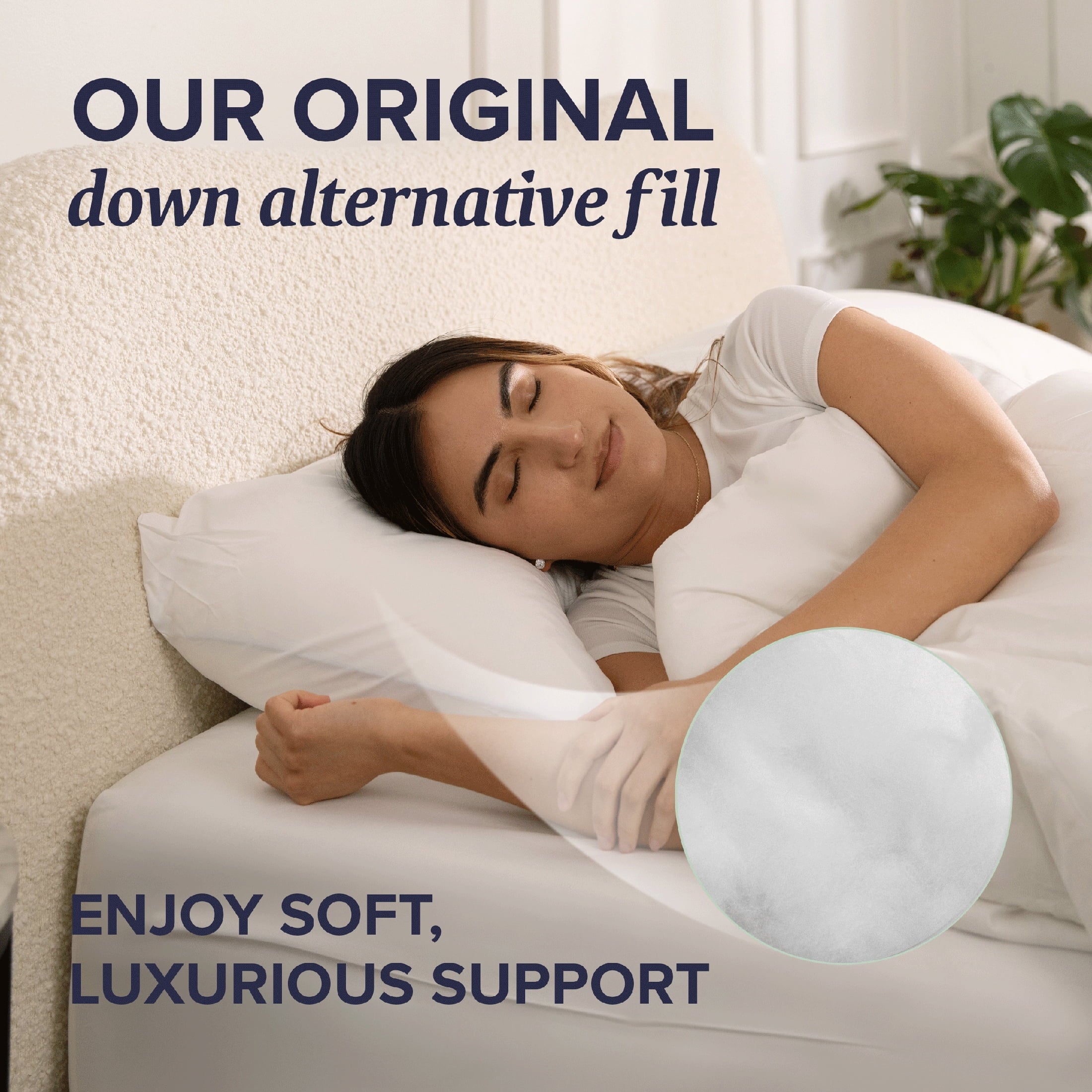 Ergonomic Memory Foam Customizable Down Alternative Queen Pillow 1 Pack, Adult - Hotel Quality Plush Sleeping Pillows Detail