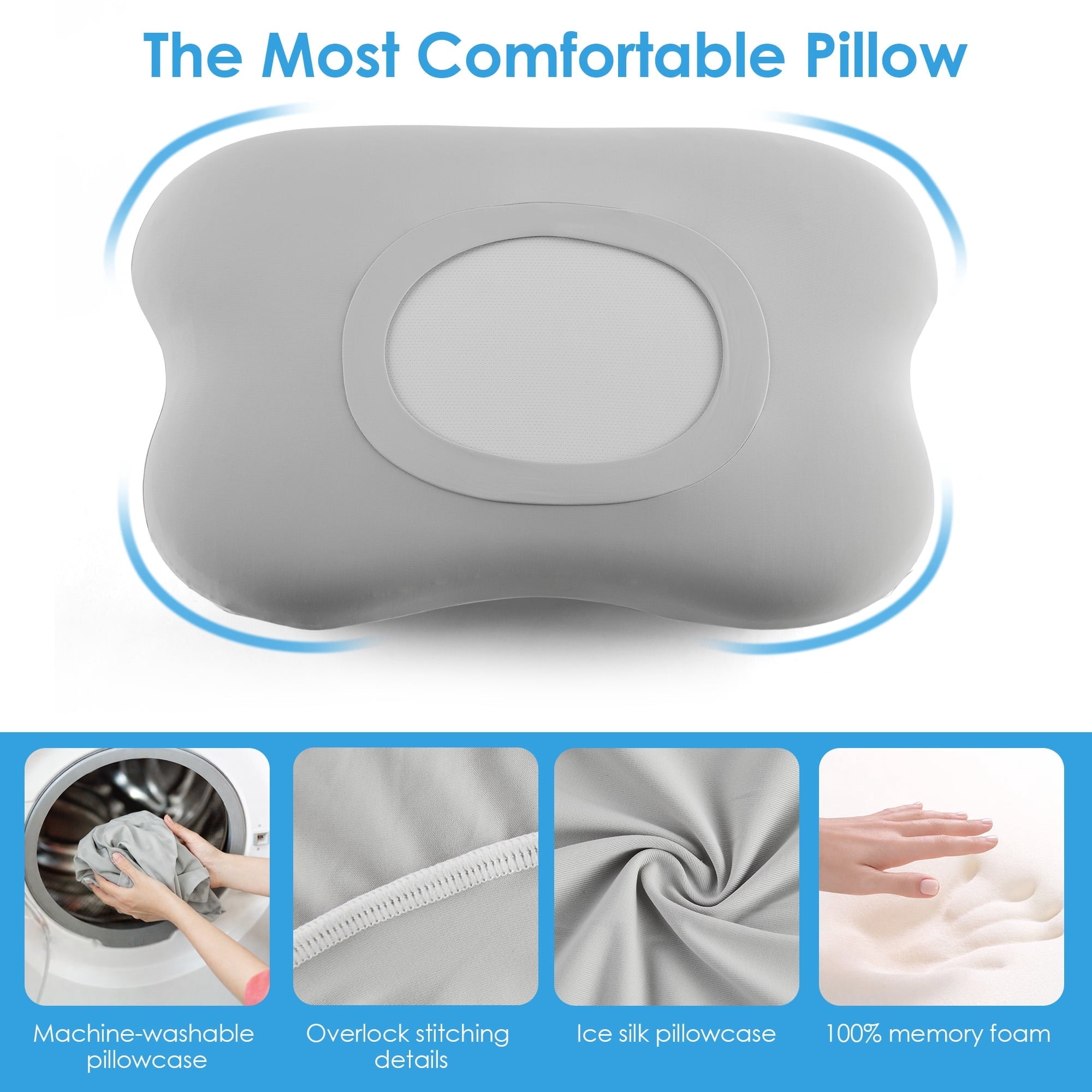 Orthopedic Support Cervical Pillow Orthopedic Cervical Pillow for Neck Pain Relief, Memory Foam Bed Pillow with Pillowcase, Contour Bed ... - Orthopedic Shredded Foam Bed Pillow Set Detail