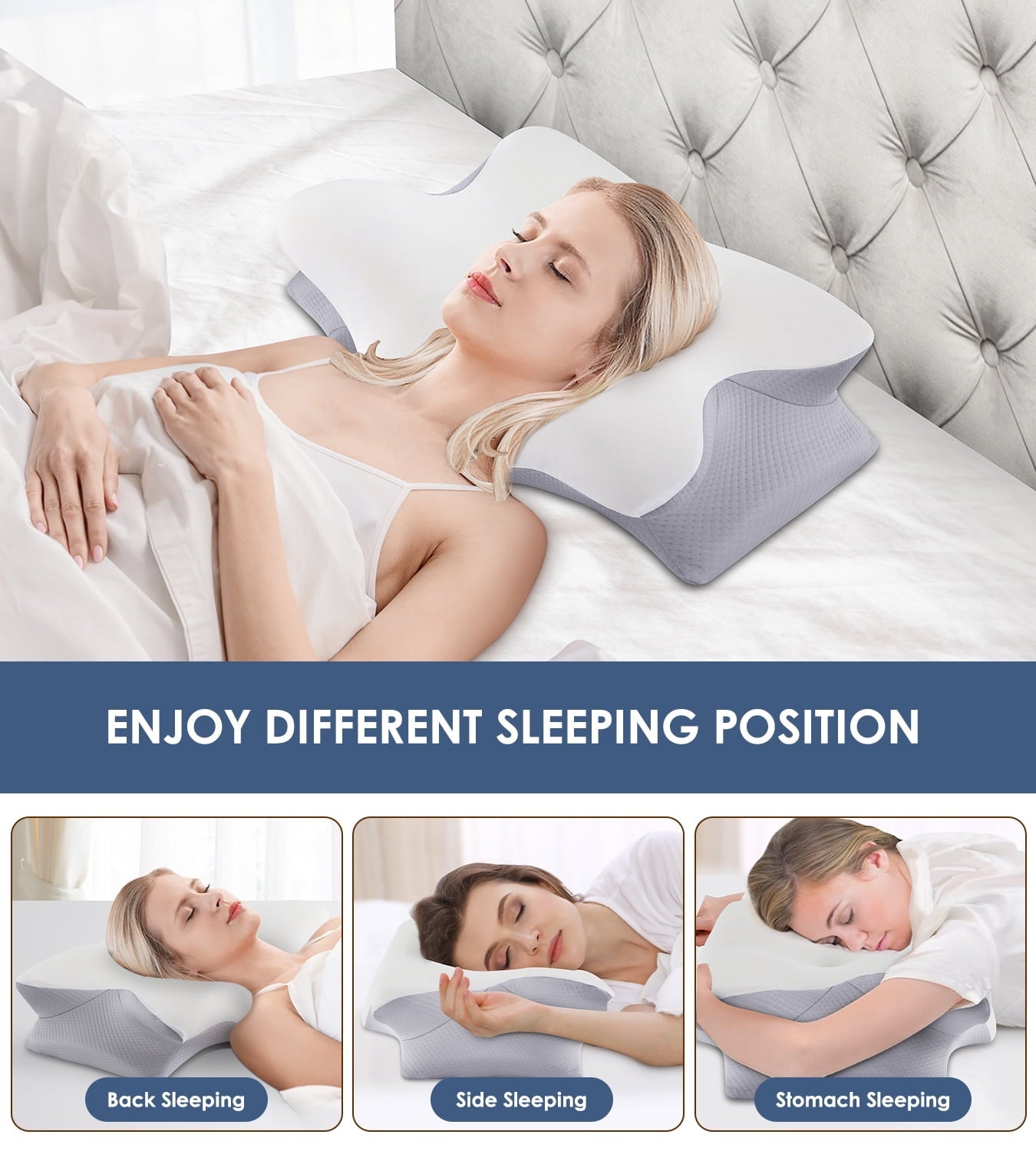 Hotel Collection Cervical Pillow for Neck Pain Relief, Contour Memory Foam Pillows, Odorless Ergonomic Neck Pillow Adjustable Orthoped... - Decorative Throw Pillow Cushion for Sofa & Bed Detail
