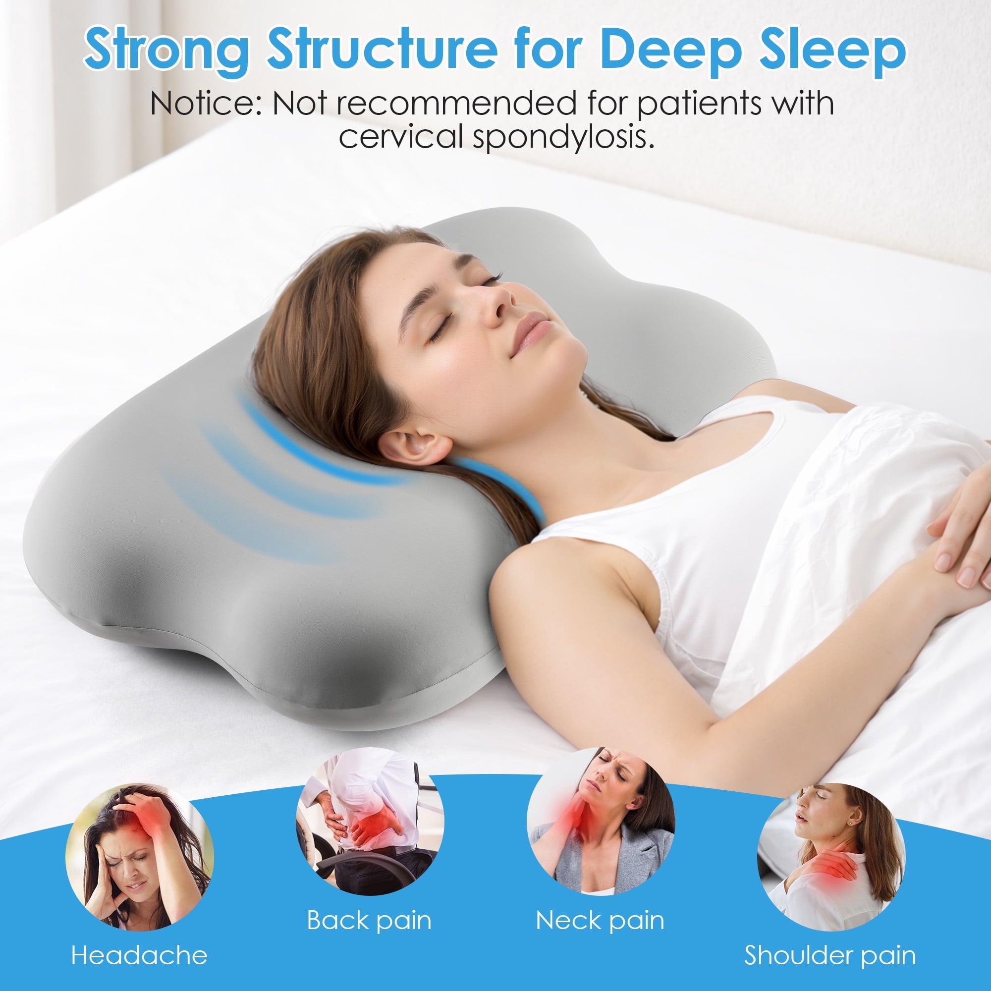 Orthopedic Support Cervical Pillow Orthopedic Cervical Pillow for Neck Pain Relief, Memory Foam Bed Pillow with Pillowcase, Contour Bed ... - Orthopedic Shredded Foam Bed Pillow Set Detail