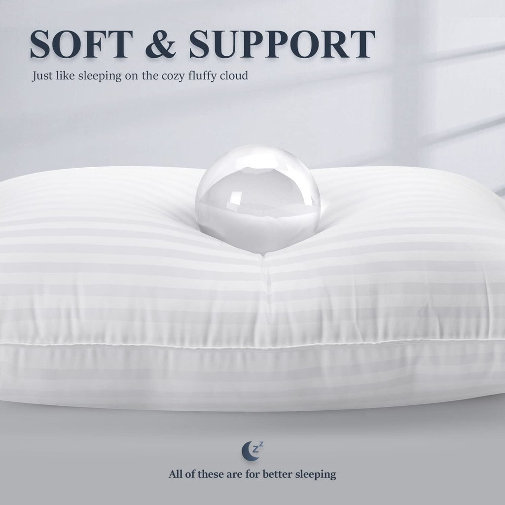 Orthopedic Support Bed Pillows 2-Pack Queen Size Luxury Hotel Pillow for Side and Back Sleeper Pillows for Bed with Cooling Cover - Orthopedic Shredded Foam Bed Pillow Set Detail
