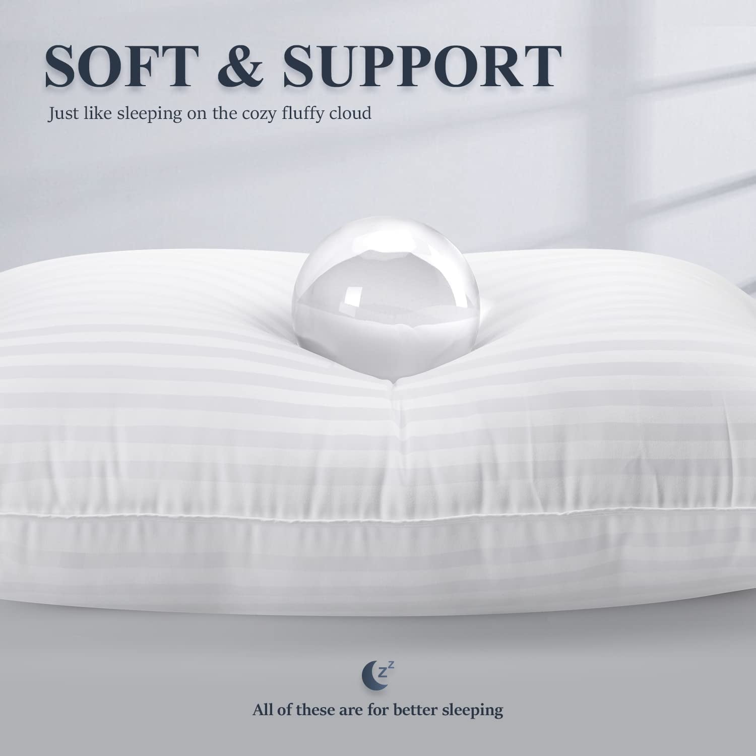Orthopedic Support Bed Pillows 2-Pack Queen Size Luxury Hotel Pillow for Side and Back Sleeper Pillows for Bed with Cooling Cover - Orthopedic Shredded Foam Bed Pillow Set Detail