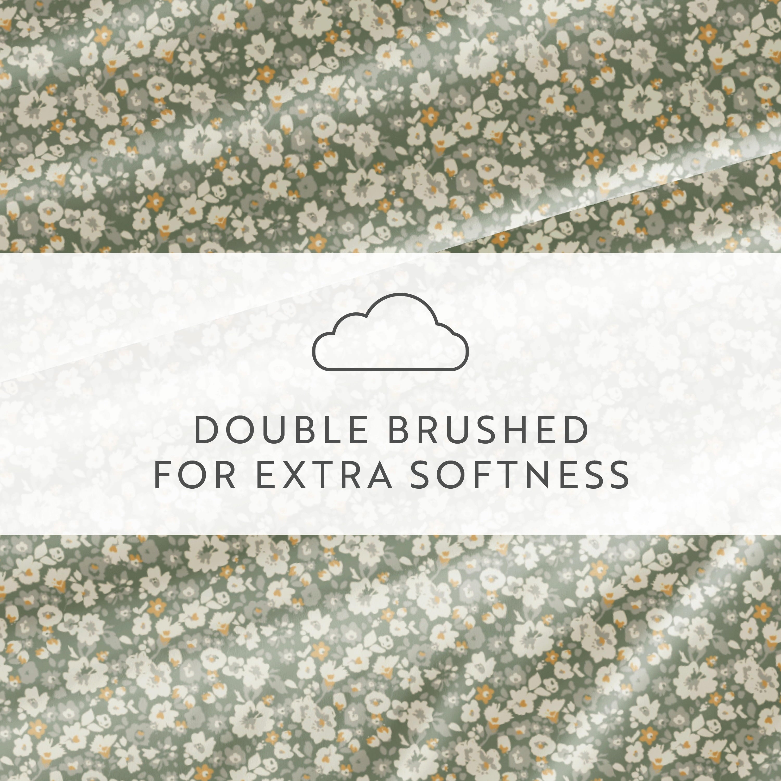 Cooling Sateen 4 Piece Pattern Microfiber Bed Sheets Set, Floral Dream Eucalyptus, Twin - Premium Ultra-Soft Pillowcase Pair for Sleeping Detail