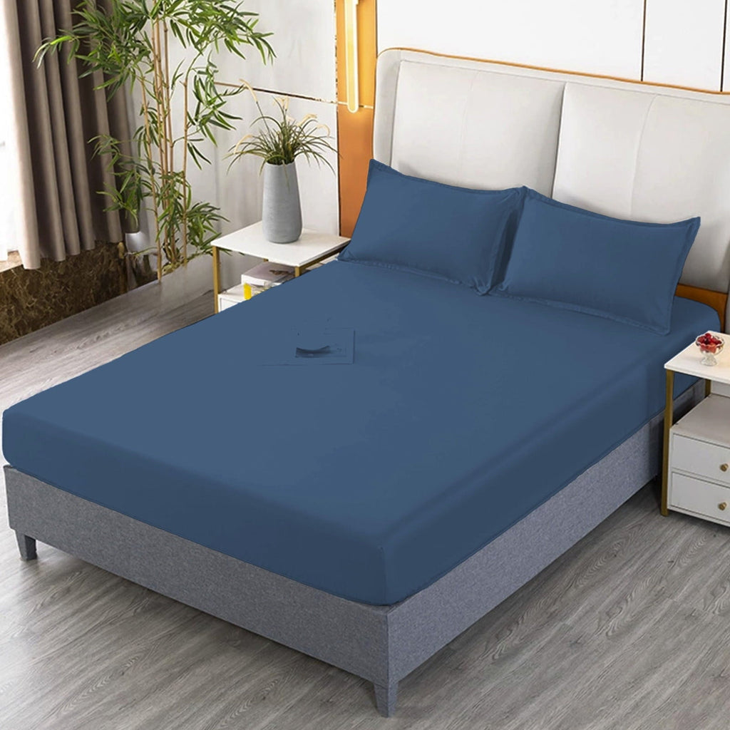 Cooling Sateen Egyptian Cotton Fitted Sheet Queen Size - 400 Thread Count Queen Size Fitted Sheet Only, Extra Soft, Cooling, 15" Dee... - Cooling Hotel Quality Bedding Sheets and Pillowcases Detail