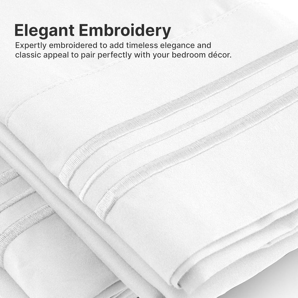 Cooling Sateen 6-Piece Extra Deep Pocket Sheet Set With Extra Matching Pillowcases - King Size Bed Sheets Fits 18"-24" Ma... - Luxury Bed Sheet Set with Deep Pockets Detail