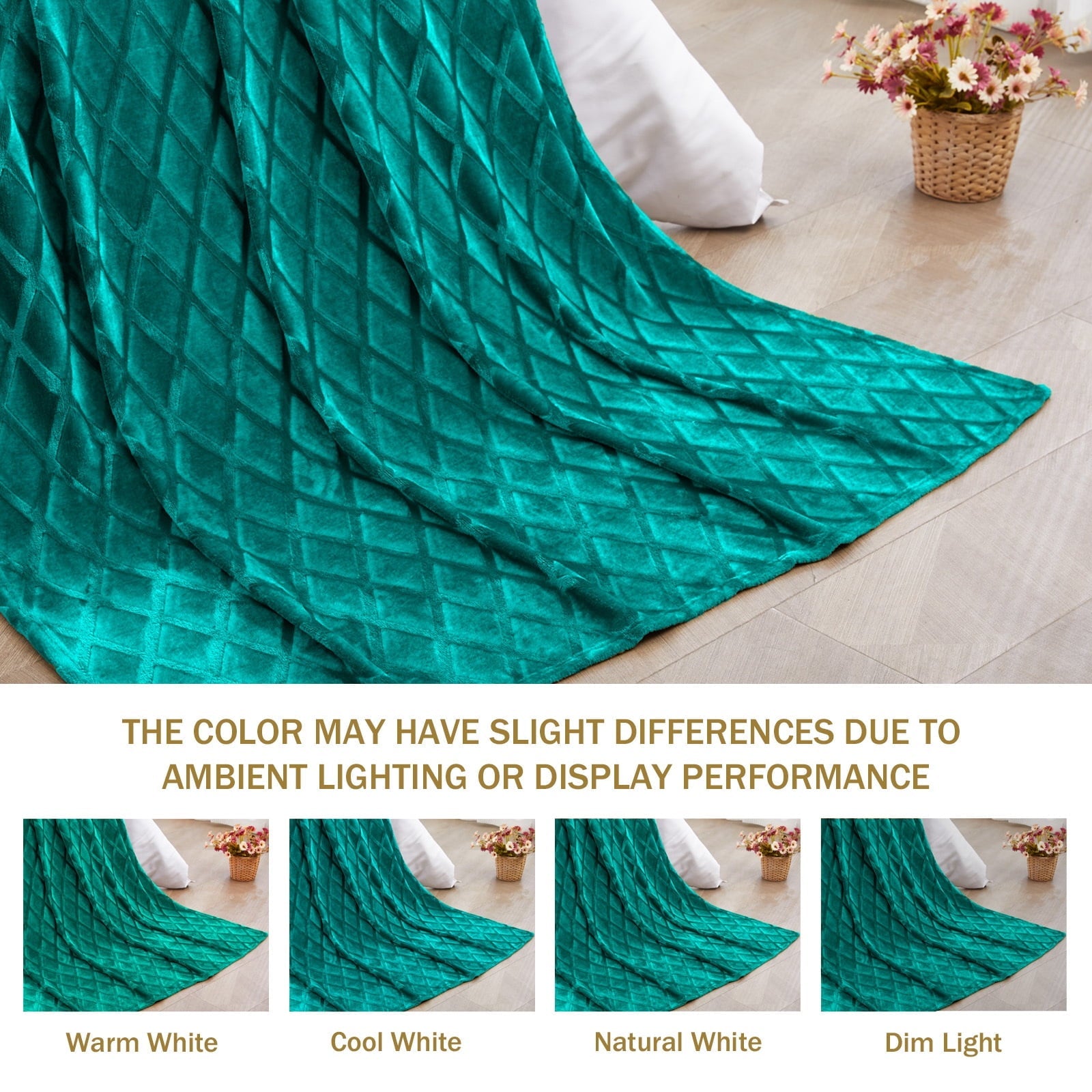 Decorative Knitted Large Soft Throw Blanket for Couch, 50x70 Inches Diamond Geometry Pattern Velvet Fleece Blanket, Cozy, Warm and Light... - Super Soft Reversible Sherpa Flannel Blanket Detail