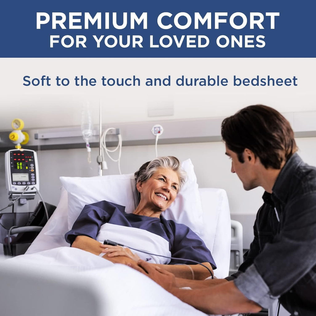 Cooling Sateen 2 Pack Fitted Hospital Bed Sheets with Elastic All Around for a Perfect Fit - Cotton Rich Soft Knitted Jersey Sheet, ... - Luxury Bed Sheet Set with Deep Pockets Detail