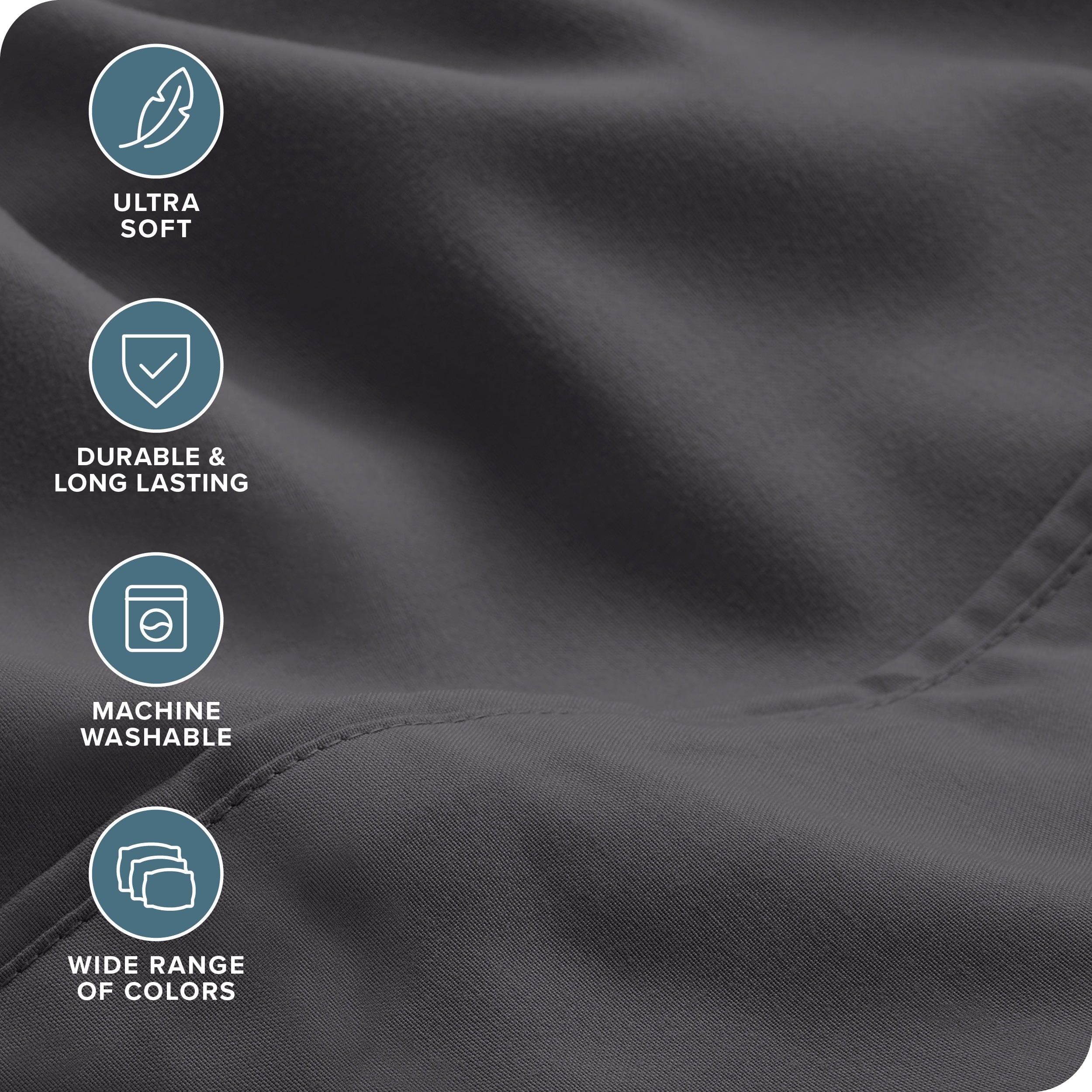 Breathable Luxury Luxury Bed Sheet Set- 6 Piece - Queen, Gray - Premium Ultra-Soft Pillowcase Pair for Sleeping Detail