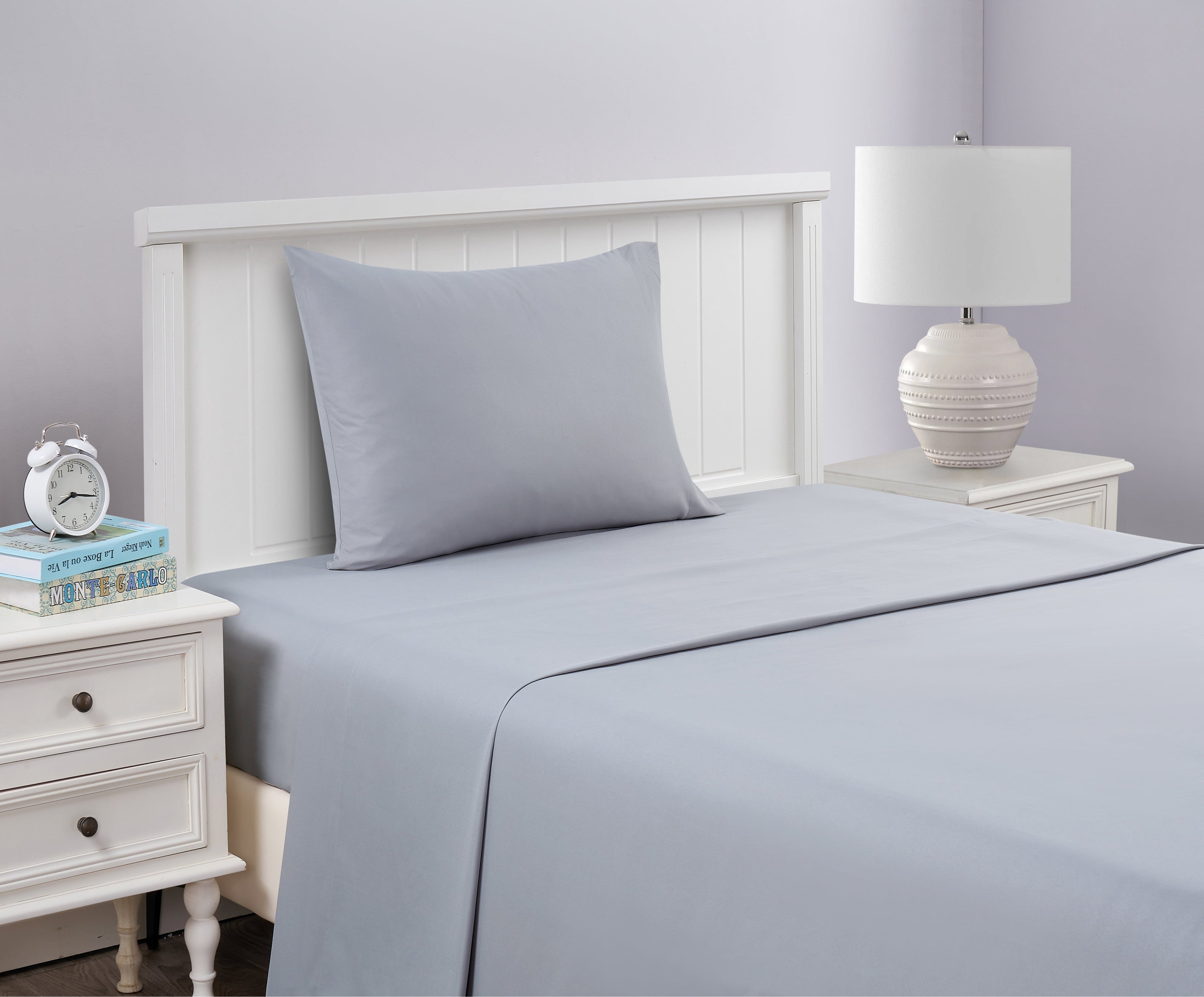 Wrinkle-Resistant Kids Soft Microfiber Sheet Set, Gray, Twin, 3 Pieces - Luxury Bed Sheet Set with Deep Pockets Detail