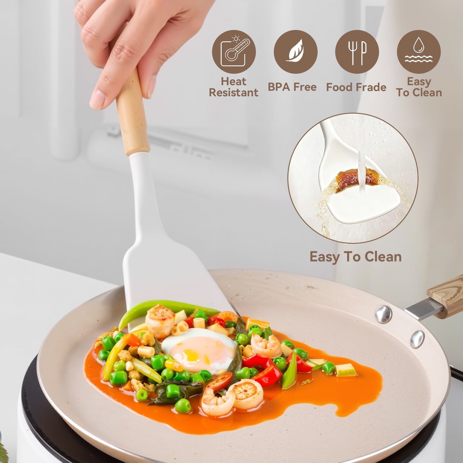 High-Precision Kitchen Utensils Set for Cooking, 11 Cooking Utensils, 6 Knife set Beige,3 Utensil Sets,utensilios de cocina - High-Precision Culinary Tool for Baking & Cooking Detail