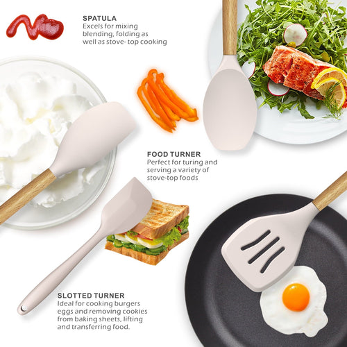 Chef-Quality Silicone Cooking Utensils Set - 446°F Heat Resistant Silicone Kitchen Utensils for Cooking,Kitchen Utensil Spatula Se... - High-Precision Culinary Tool for Baking & Cooking Detail
