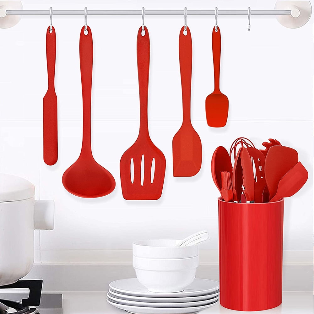 Non-Stick Safe 14 Pcs Cooking Utensils Set with Holder, Heat Resistant Silicone Kitchen Cookware Utensils Set, Kitchen Cooking Tools... - Ergonomic Kitchen Tongs and Cooking Spoon Utensil Detail