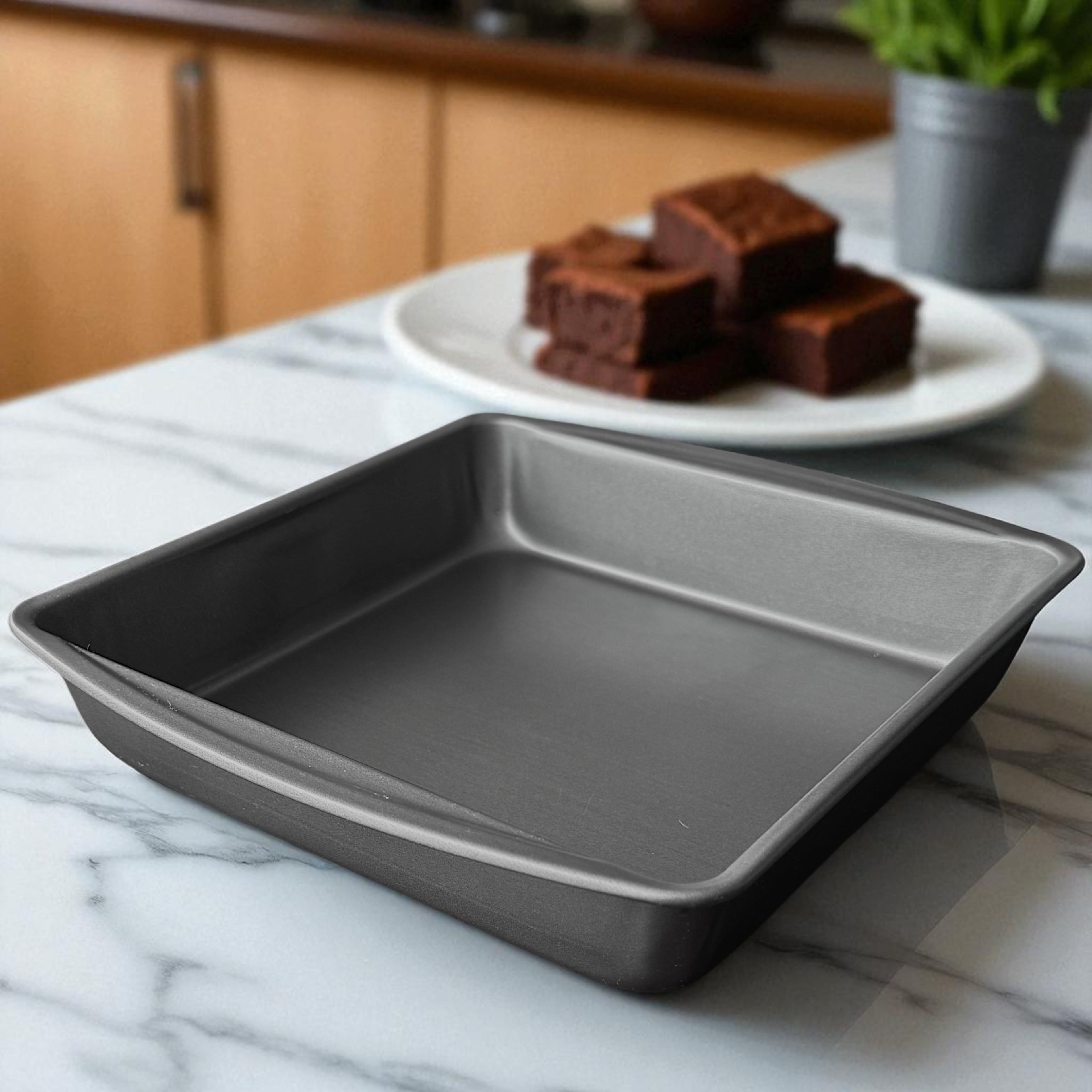 Premium Kitchen 9" x 9" x 2" Nonstick Square Cake Pan, Gray - Multi-Functional Manual Food Chopper & Slicer Detail