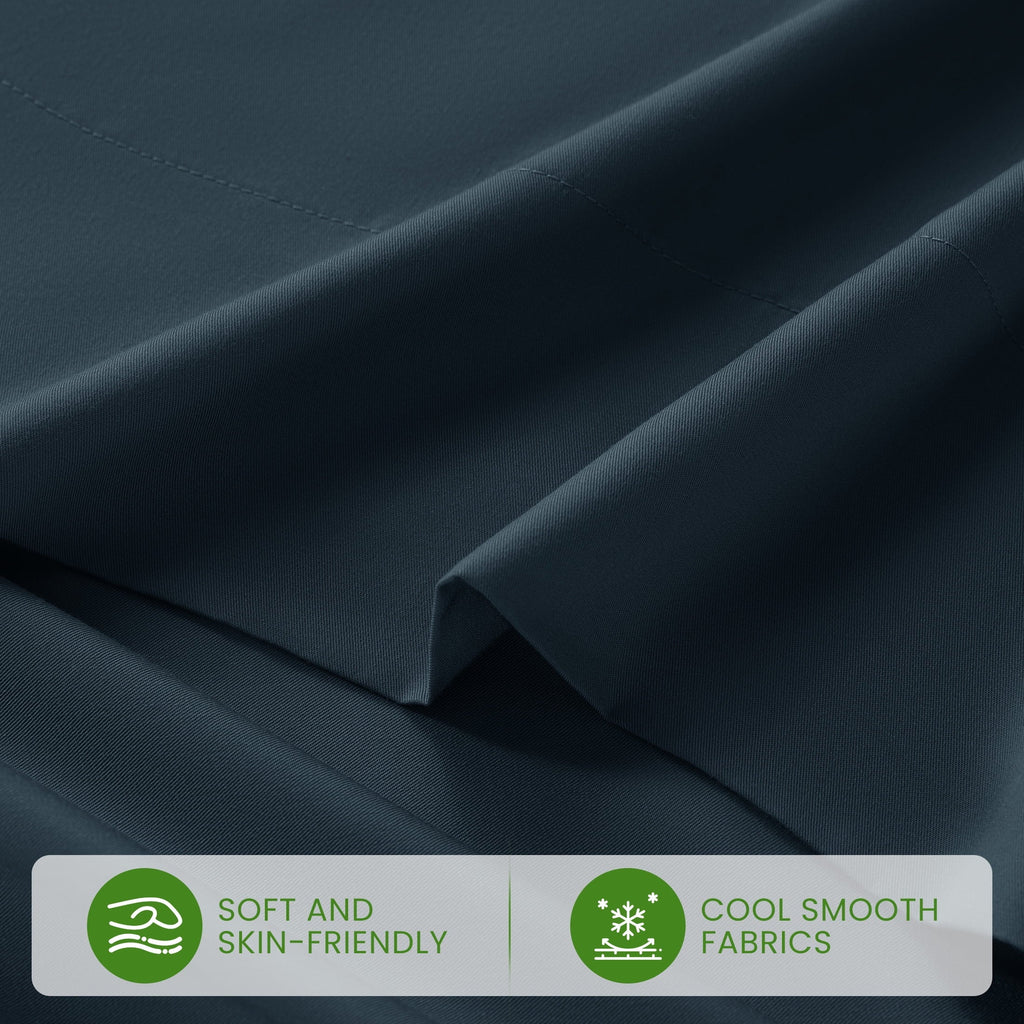 Ultra-Soft 100% Organic Luxurious Bamboo Sheets, Queen Sheet Set 4-Piece with 16" Deep Pocket, Silky Smooth Luxury Bed Sheets, N... - Luxury Bed Sheet Set with Deep Pockets Detail
