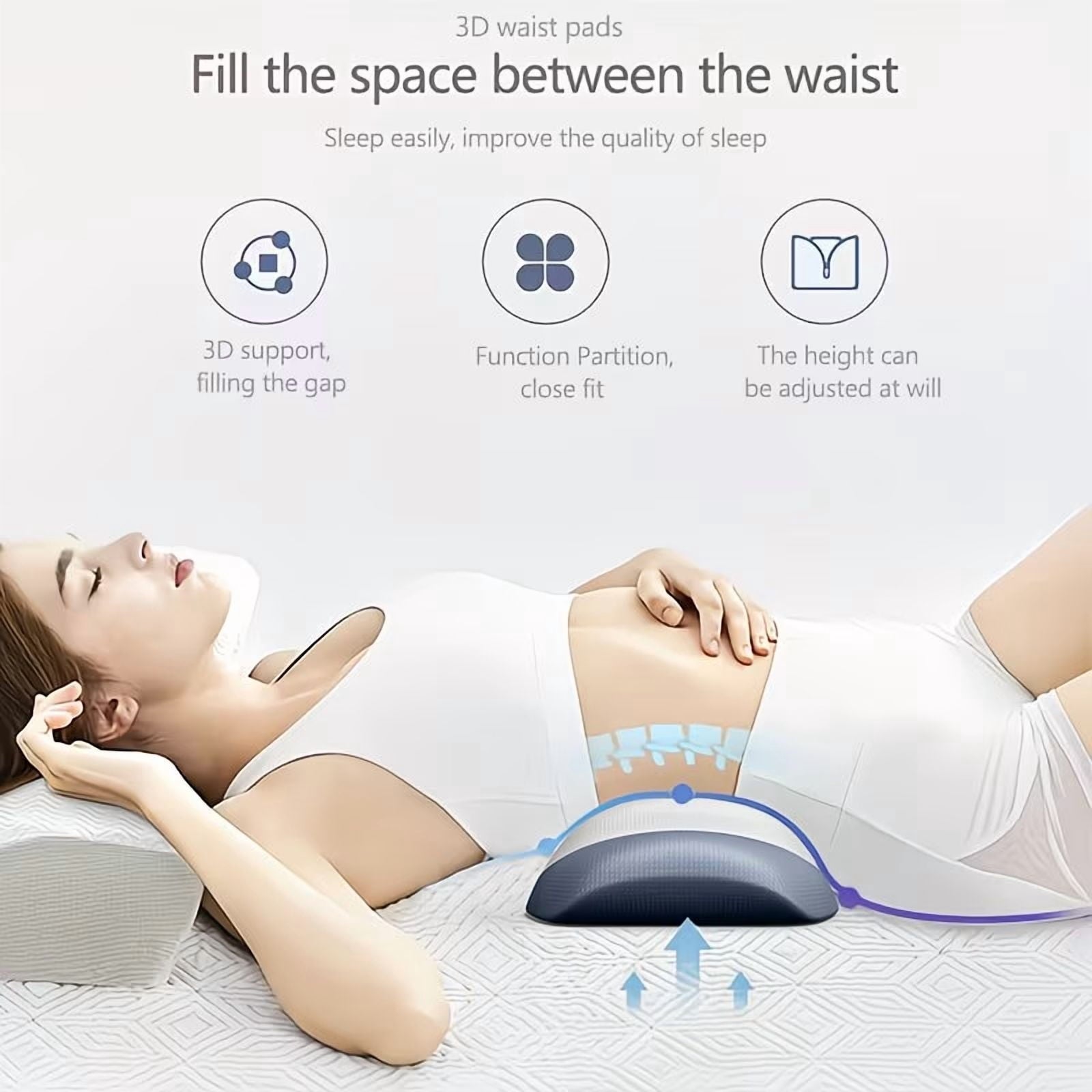 Ergonomic Memory Foam Lumbar Support Pillow for Bed, Memory Foam Ergonomic Lower Back Support Waist Pillow for Side Back and Stomach Sleepe... - Decorative Throw Pillow Cushion for Sofa & Bed Detail