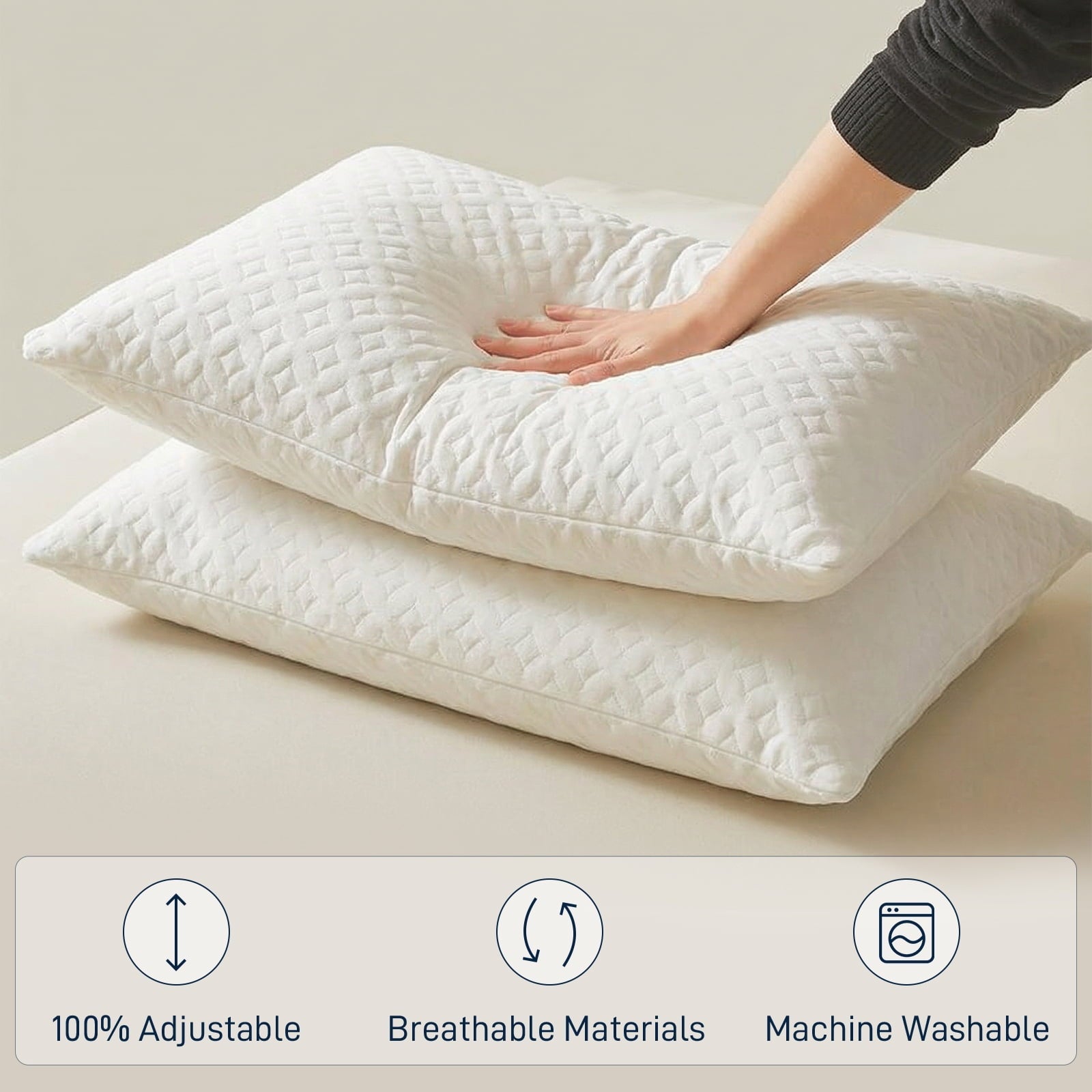 Orthopedic Support Bed Pillows Cross Cut Memory Foam For Sleeping,Queen Size Bedding Pillow(White), Original Pillow for Sleeping，Adjusta... - Orthopedic Shredded Foam Bed Pillow Set Detail