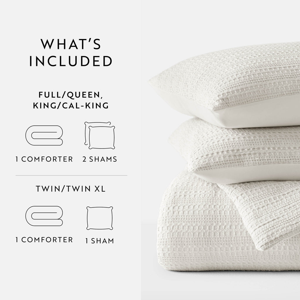 Luxurious Quilted Textured Waffle Comforter Set ins Natural Waffle Comforter Bedding Sets, King/Cal King Size Bedding - Hypoallergenic Ultra-Fluffy Quilt for Winter Detail
