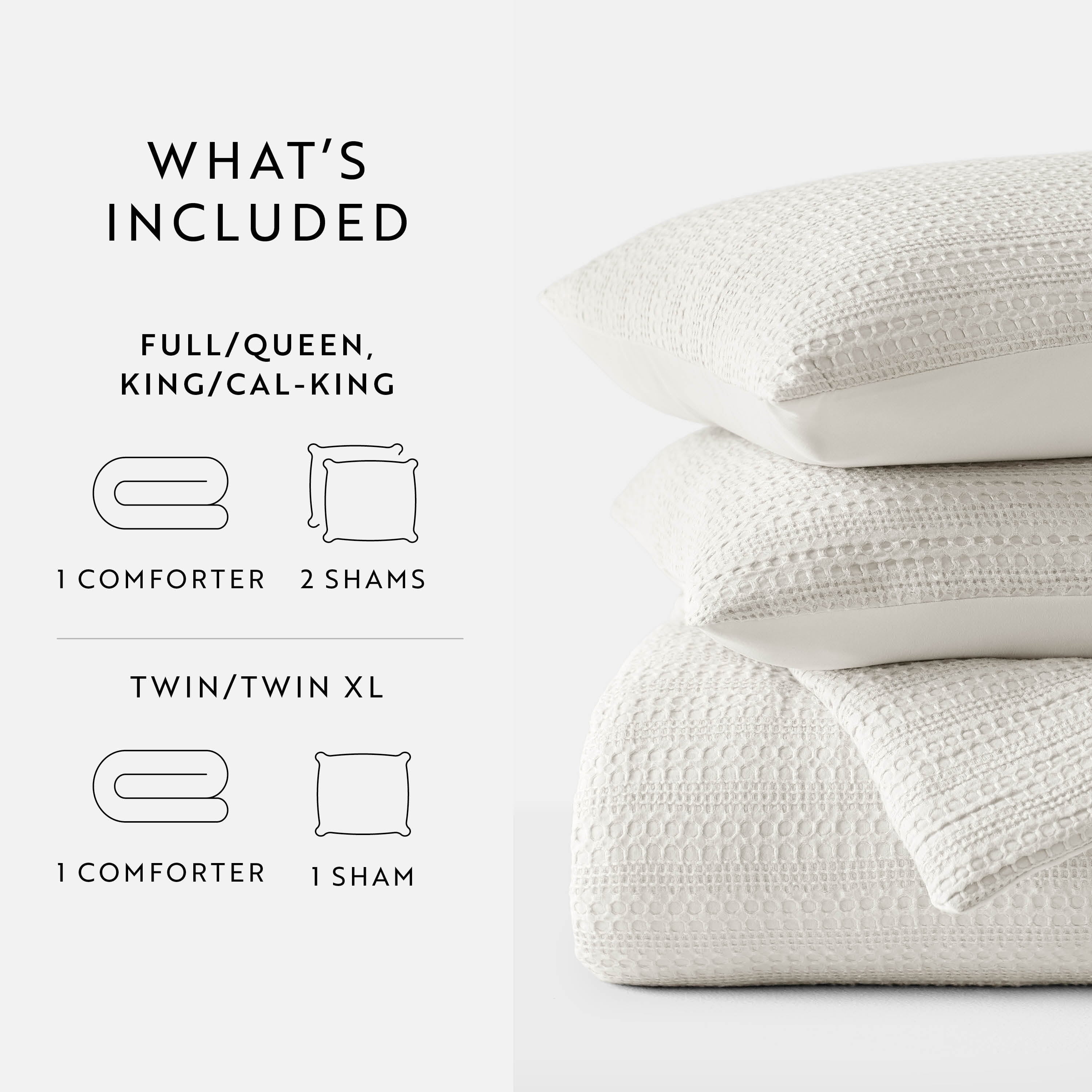 Luxurious Quilted Textured Waffle Comforter Set ins Natural Waffle Comforter Bedding Sets, King/Cal King Size Bedding - Hypoallergenic Ultra-Fluffy Quilt for Winter Detail