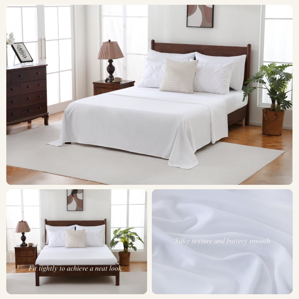 All-Season 7 Pieces Pinch-Pleated Comforter Set, White Queen Size - Luxurious Quilted Duvet Cover Set Detail