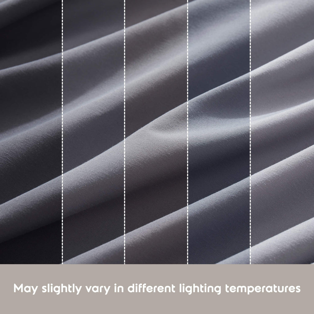 Breathable Luxury Sheet Sets, Deep Pocket 4 Piece, Luxury Soft Microfiber Bed Sheet Sets, GRAY - Breathable Egyptian Cotton Flat & Fitted Sheets Detail