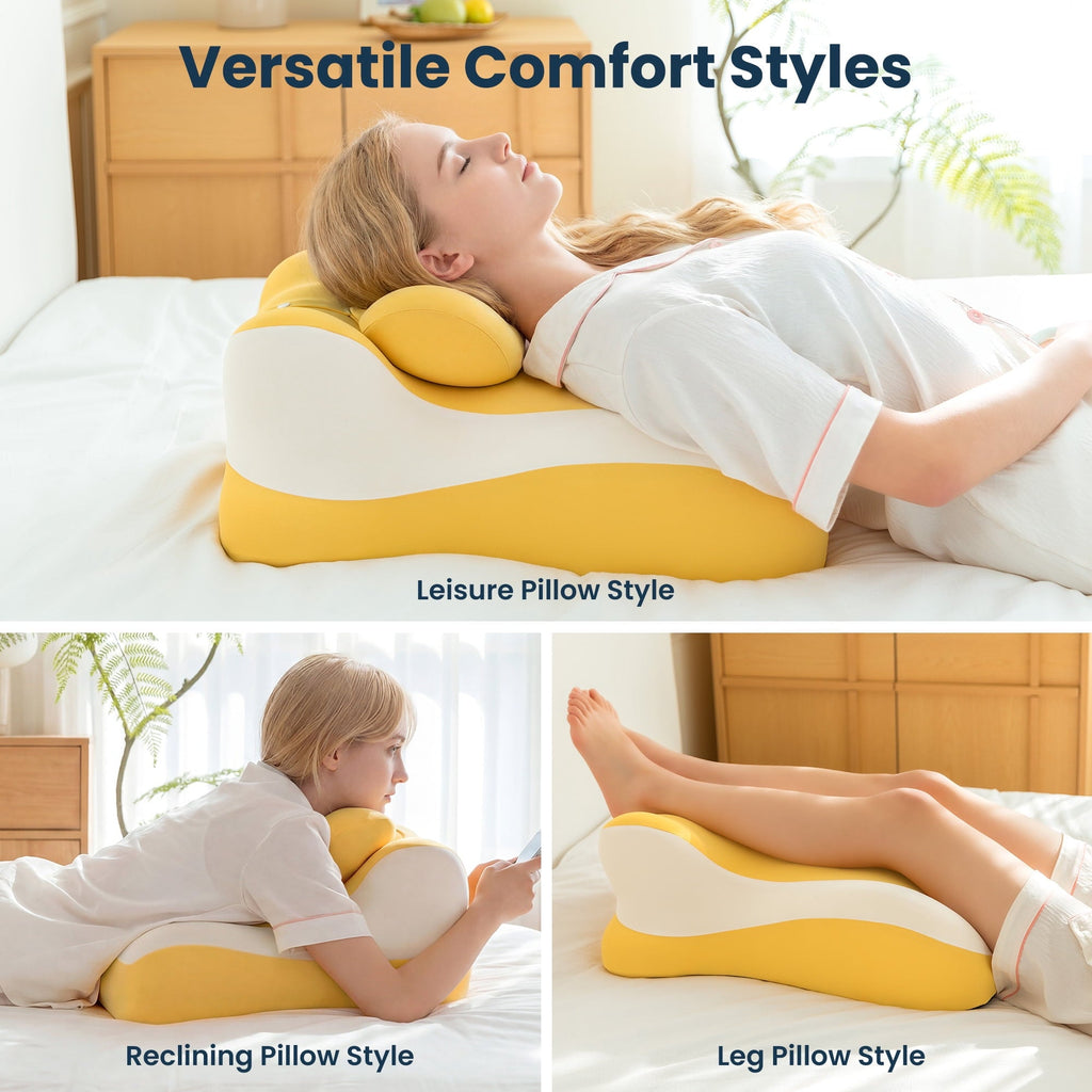 Decorative Plump Memory Foam Reading Pillow, Multi-Position Support Bed Pillow for Petite Adults, Reading Tools, Fun Couple Pillows Pr... - Hotel Quality Plush Sleeping Pillows Detail
