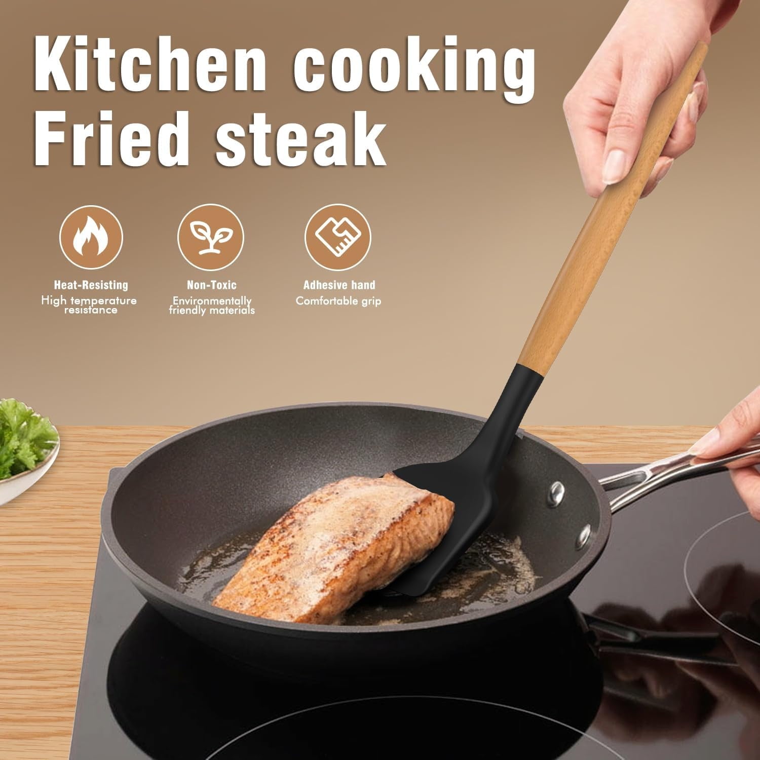 Professional Grade Silicone Cooking Utensils Set - Silicone Kitchen Utensils for Cooking Wooden Handles, 446°F Heat Resistant Kitchen Ut... - Heavy Duty Stainless Steel Kitchen Shears Detail