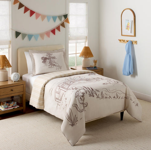 All-Season Kids 2 Piece Khaki Comforter and Sham Bedding Set, Twin/Full - All-Season Down Alternative Comforter Insert Detail