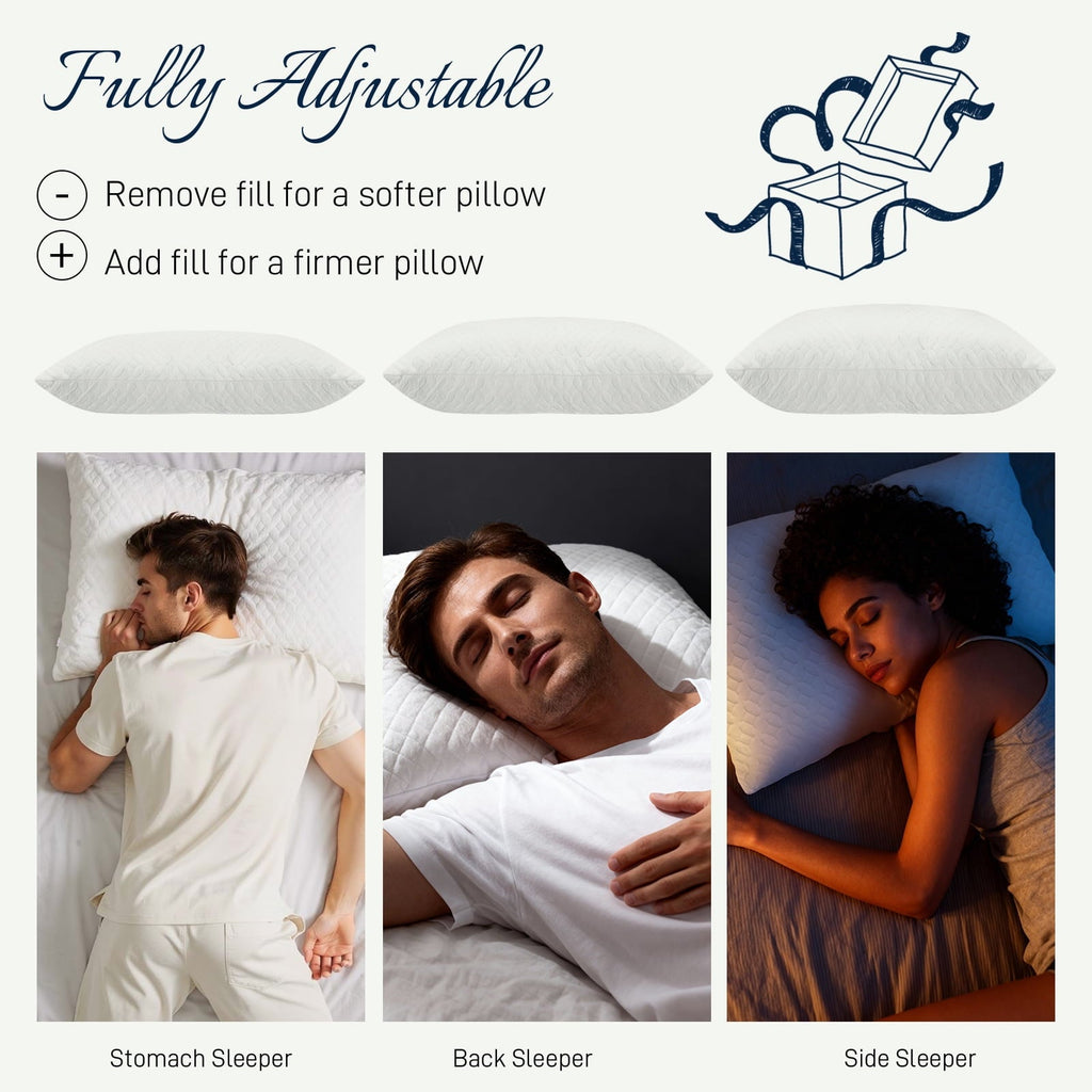 Orthopedic Support Bed Pillows Cross Cut Memory Foam For Sleeping,Queen Size Bedding Pillow(White), Original Pillow for Sleeping，Adjusta... - Orthopedic Shredded Foam Bed Pillow Set Detail
