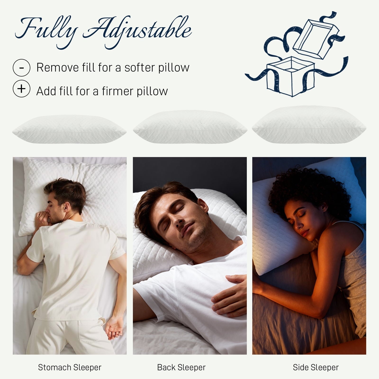 Orthopedic Support Bed Pillows Cross Cut Memory Foam For Sleeping,Queen Size Bedding Pillow(White), Original Pillow for Sleeping，Adjusta... - Orthopedic Shredded Foam Bed Pillow Set Detail