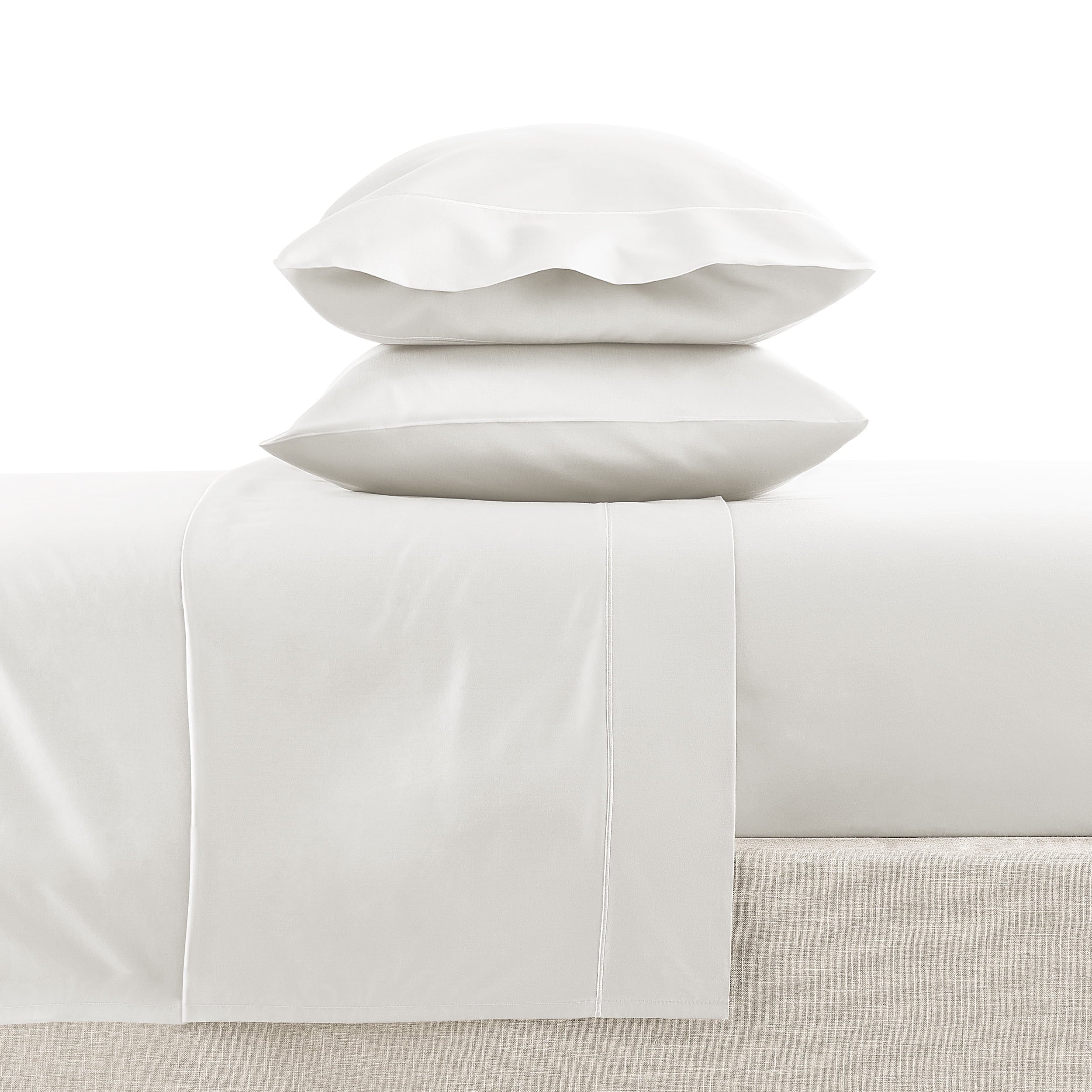 Ultra-Soft 4-Piece 600 Thread Count White Egyptian Cotton Adult Bed Sheet Set, King - Deep Pocket - Cooling Hotel Quality Bedding Sheets and Pillowcases Detail