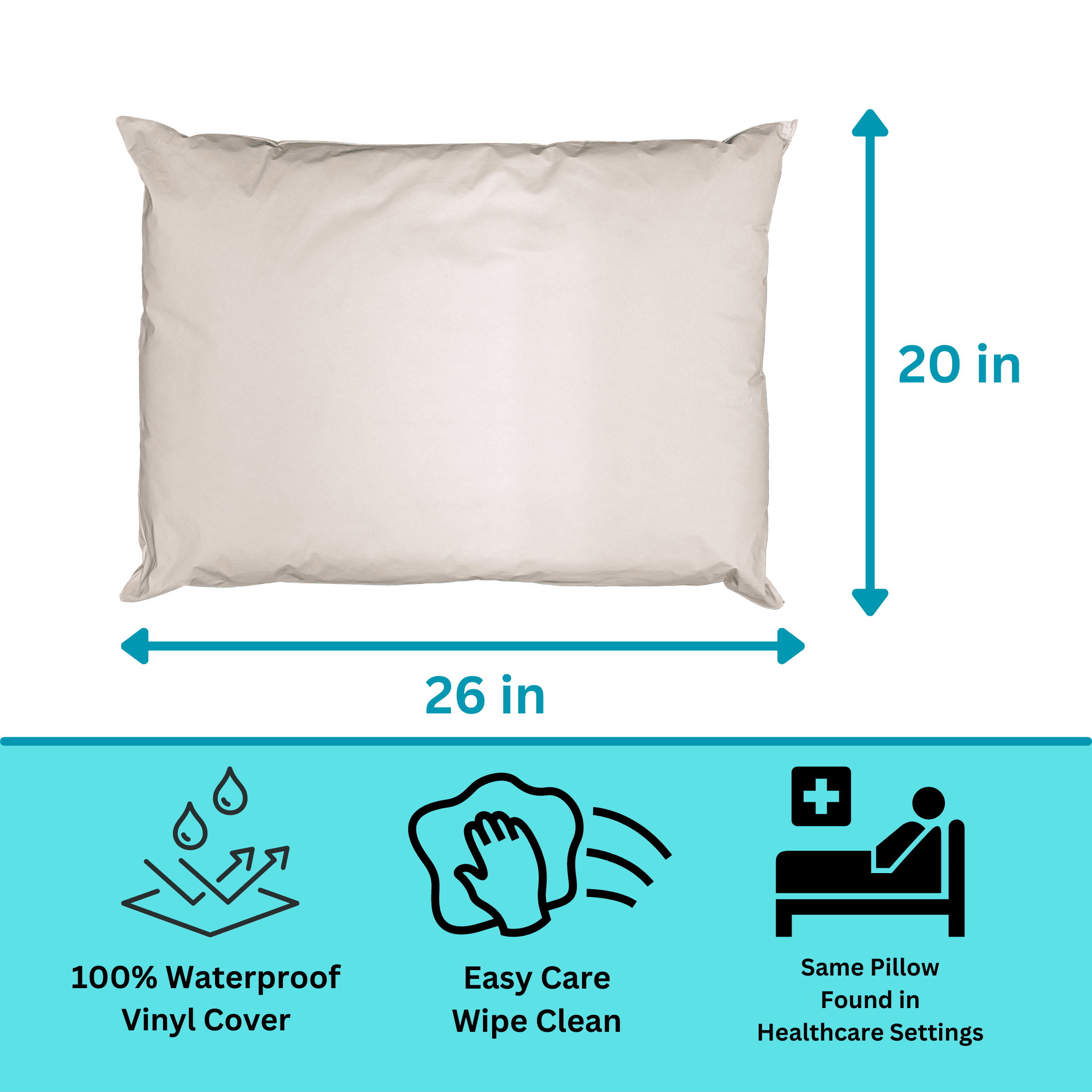Fluffy Shredded 2 Pack MediCheck White Vinyl Covered Bed Pillows 20 in x 26 in - Wipeable Easy Clean - Soft Low Profile Non-Fluffy Su... - Orthopedic Shredded Foam Bed Pillow Set Detail
