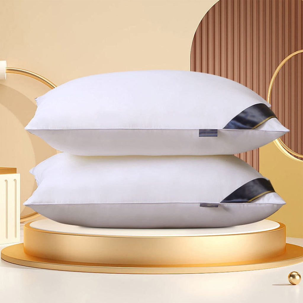 Hotel Collection 2Pcs Soft Feather Velvet Down Pillow Standard Size, Hotel-grade Feather Pillow for Sleeping, Skin-friendly Cotton Fab... - Hotel Quality Plush Sleeping Pillows Detail