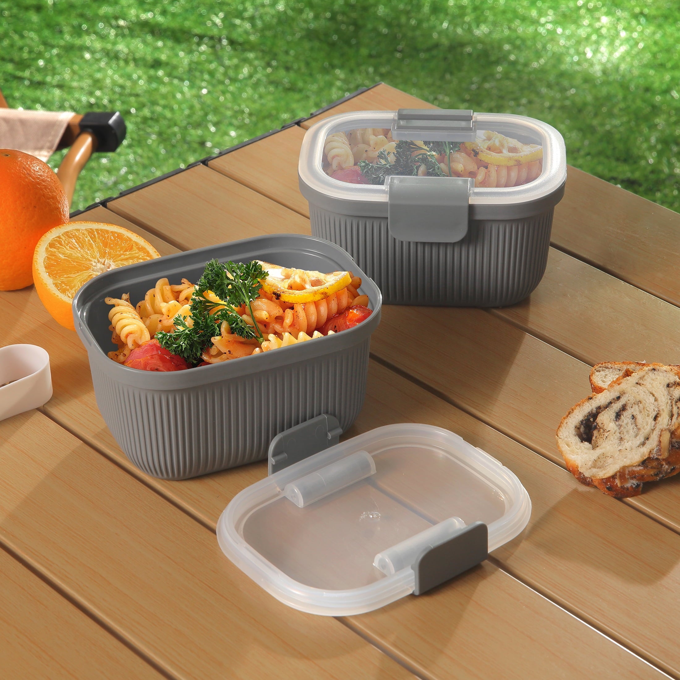 Fun Food Fidget Plastic Food Storage Bento Snack Container, Rectangle, Grey, 19oz Capacity, Made for Portable Food Storage - Deliciously Soft Cupcake Sensory Glob Detail