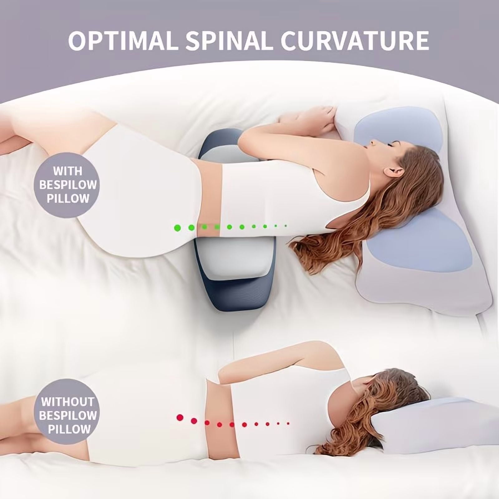 Ergonomic Memory Foam Lumbar Support Pillow for Bed, Memory Foam Ergonomic Lower Back Support Waist Pillow for Side Back and Stomach Sleepe... - Decorative Throw Pillow Cushion for Sofa & Bed Detail
