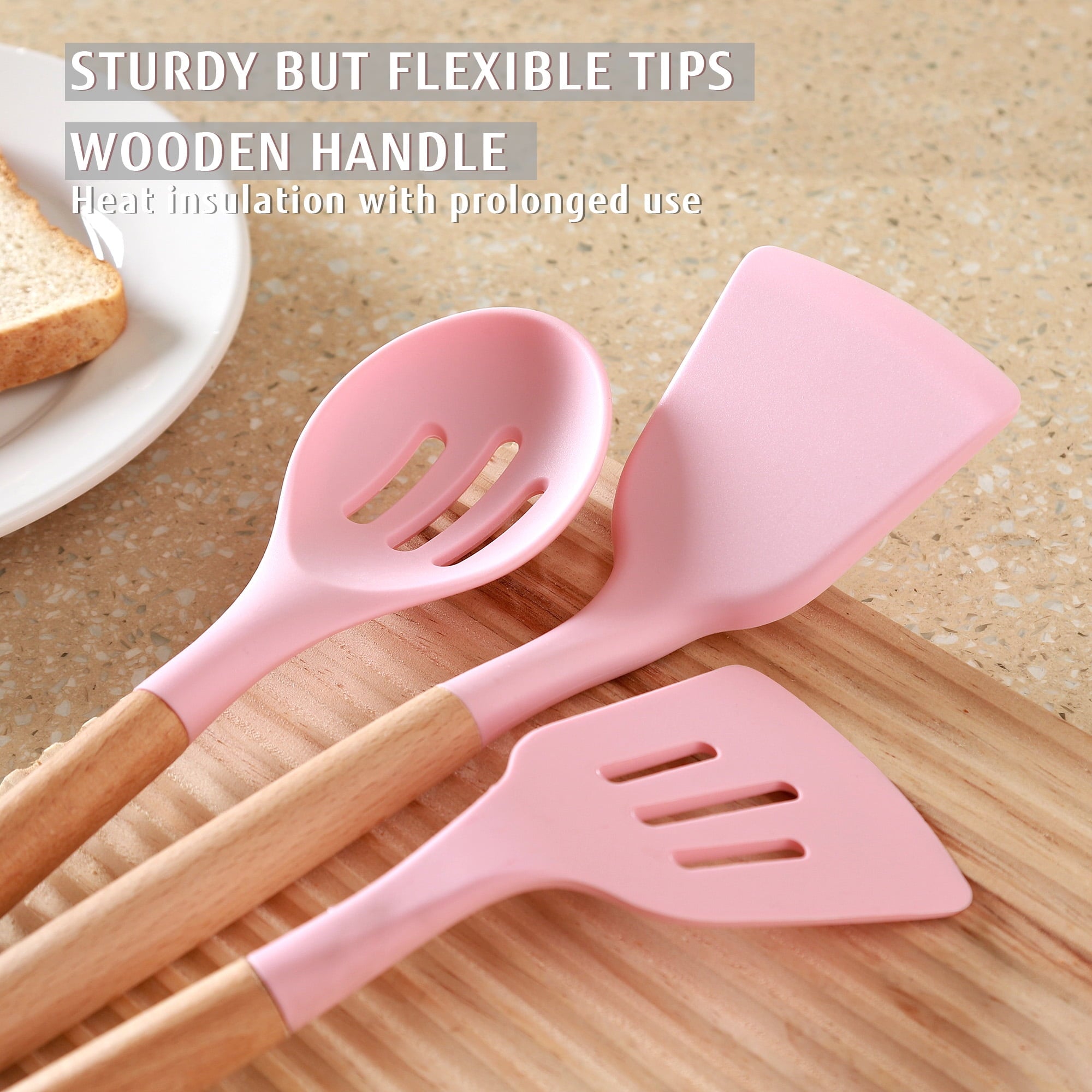 Non-Stick Safe 32 PCS Silicone Cooking Utensils Set, 446°F Heat Resistant for Nonstick Cookware - Heat-Resistant Silicone Cooking Spatula Turner Detail