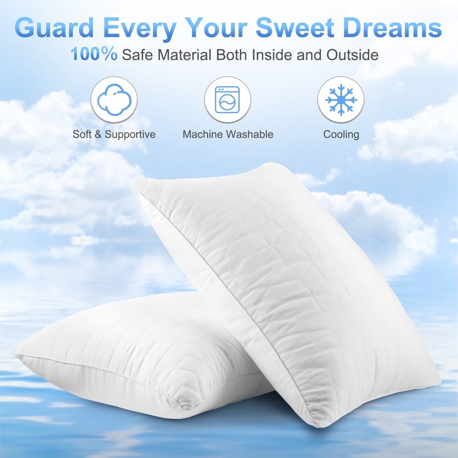 Hotel Collection Bed Pillows for Sleeping 2 pack, King Size Cooling Pillows Hotel Quality with Premium Soft Down Alternative Fill for ... - Orthopedic Shredded Foam Bed Pillow Set Detail