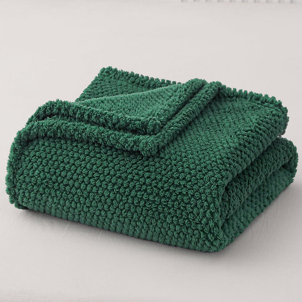Decorative Knitted Fuzzy Fleece 50"x70" Throw Blanket for Couch, Fluffy Warm Soft Jacquard Blankets for Fall Winter, Lightweight and Coz... - Cozy Fleece Throw Blanket for Couch & Bed Detail