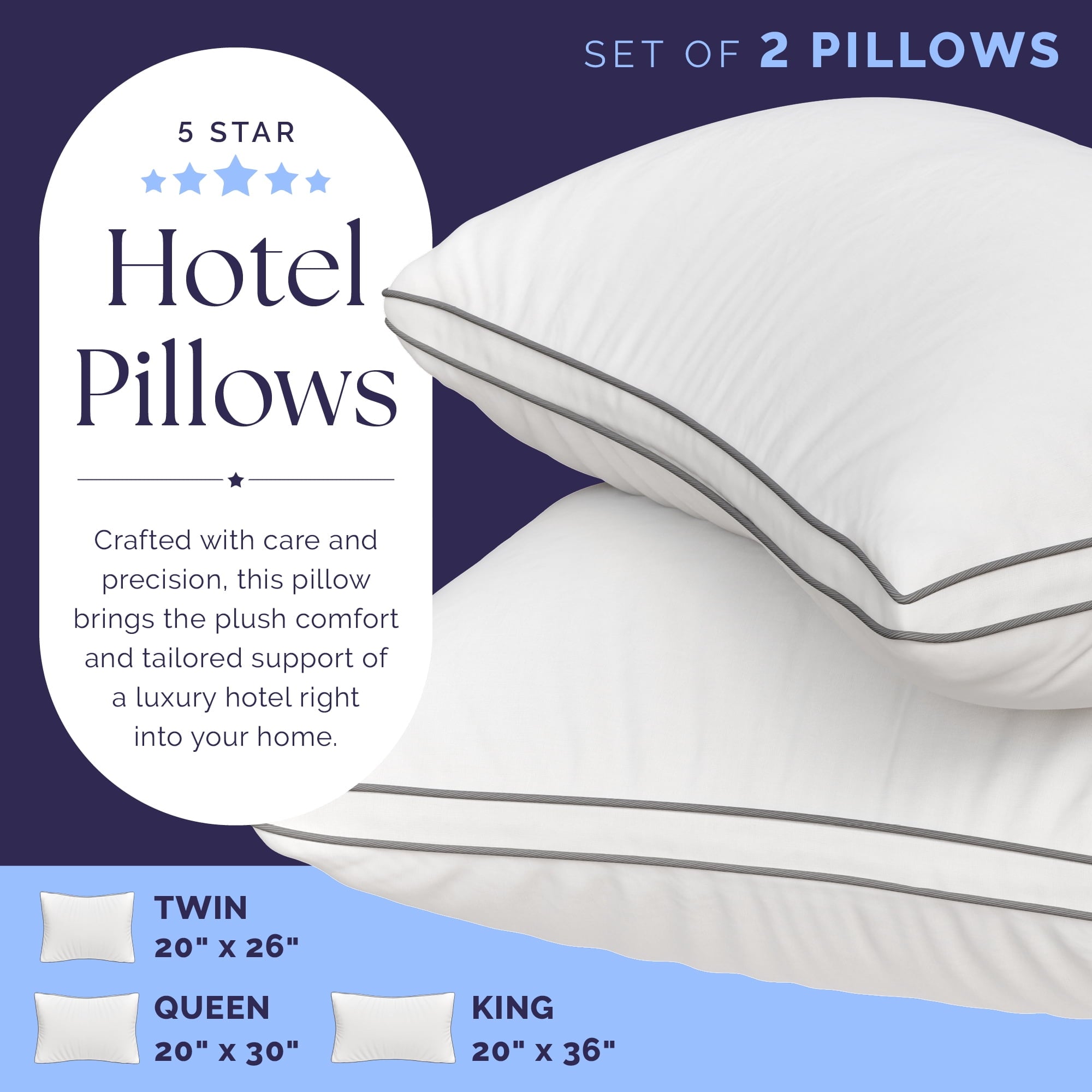 Fluffy Shredded Bed Pillows Queen Size Set of 2 - Luxury Down Alternative Pillow - 5 Star Hotel Pillows for Back, Side and Stomach Sl... - Ergonomic Memory Foam Pillow for Neck Pain Support Detail